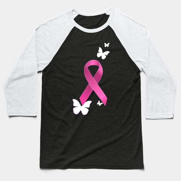 Pink Ribbon Baseball T-Shirt by AlondraHanley